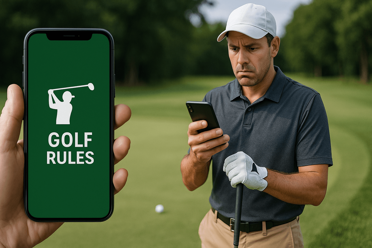 USGA Rules of Golf App on a smartphone on the golf course